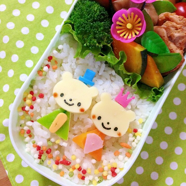 簡単キャラ弁☆くまちゃんのひなまつり弁当♪